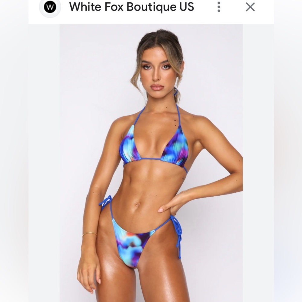White Fox Boutique NWT Golden Hour Bikini top Med Cabo Bottom Small.